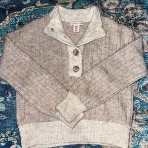 Sincerely Jules Beige and Cream Cowl Neck Sweater